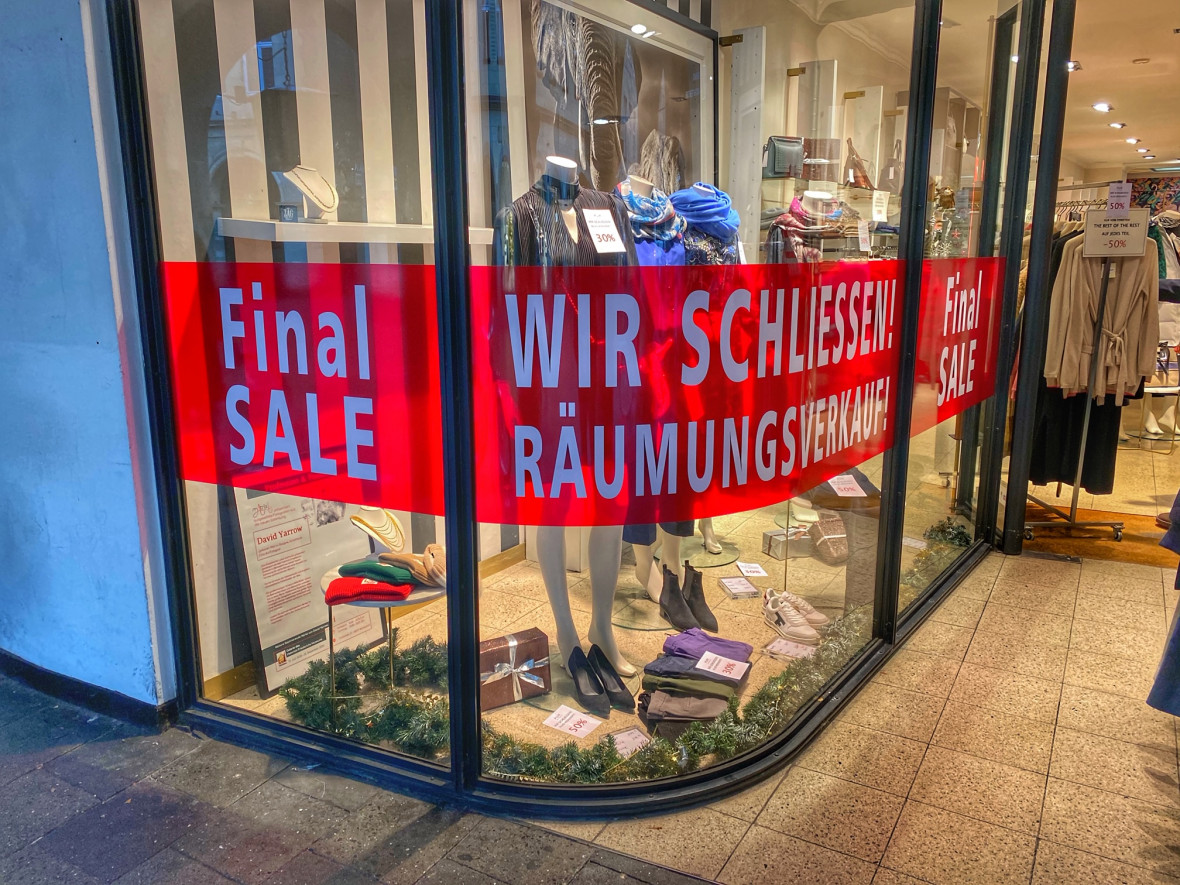 Rumungsverkufe gehren inzwischen auch am Prinzipalmarkt zum Stadtbild