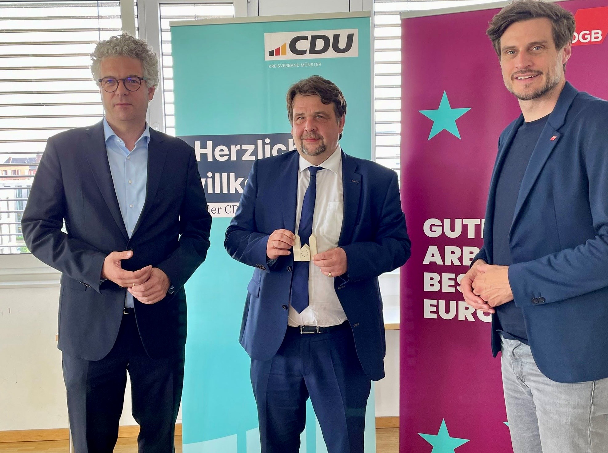 Foto-CDU: v.l.n.r.: Stefan Nacke (CDU-MdB), Dennis Radtke (MdEP), Volker Nicolai-Ko (DGB-GF)